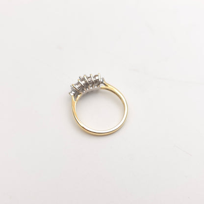9ct Yellow Gold Vintage Rectangular White Stone Multi-Gem Cluster Ring