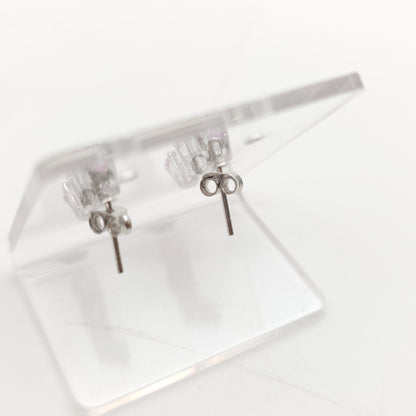9ct White Gold Pink Sapphire And Diamond Bar Drop Stud Earrings