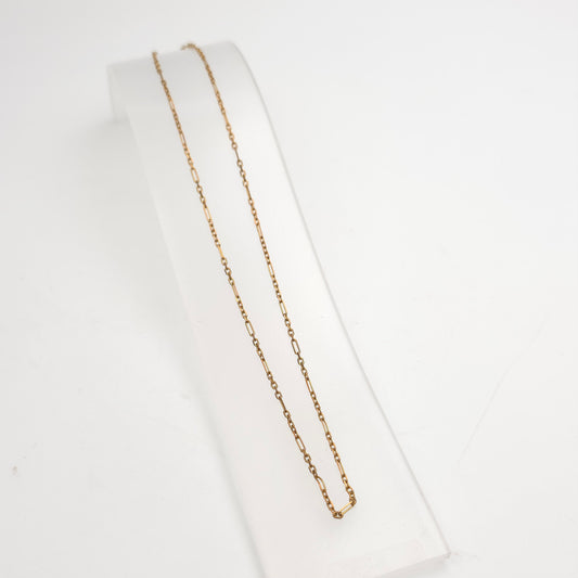 9ct Yellow Gold Vintage 5+1 Figaro 16 Inch Chain