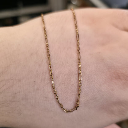 9ct Yellow Gold Vintage 5+1 Figaro 16 Inch Chain