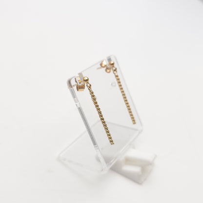 9ct Yellow Gold Vintage Twisted Rod Bar Drop Earrings
