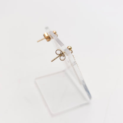 9ct Yellow Gold Vintage Twisted Rod Bar Drop Earrings