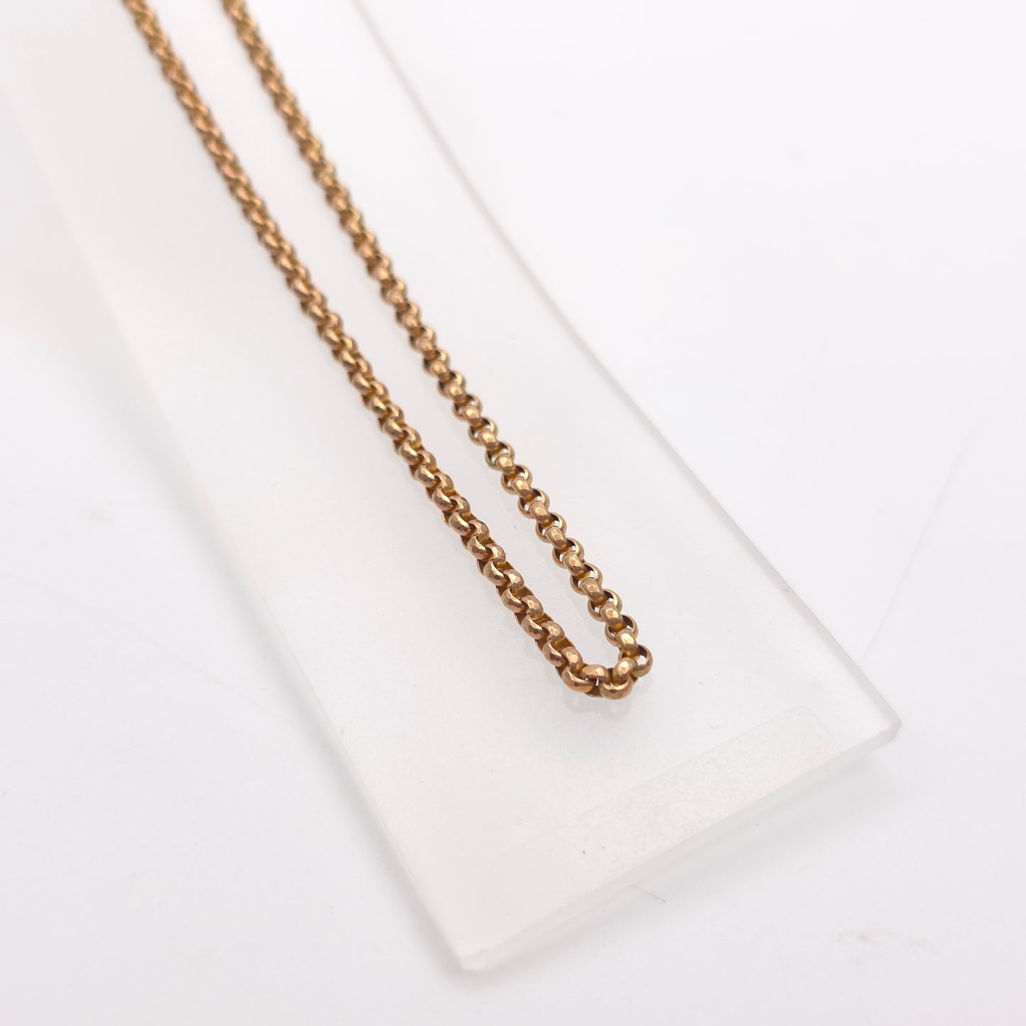 9ct Rose Gold Antique Belcher Chain With Box Clasp 17.75 Inch