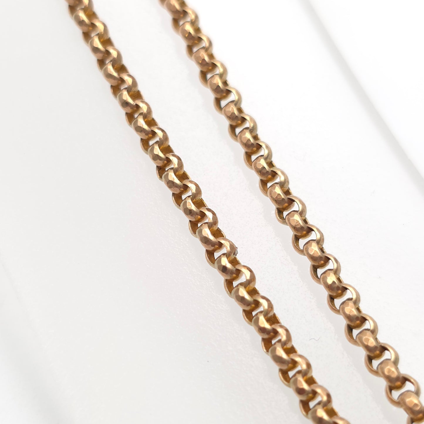 9ct Rose Gold Antique Belcher Chain With Box Clasp 17.75 Inch