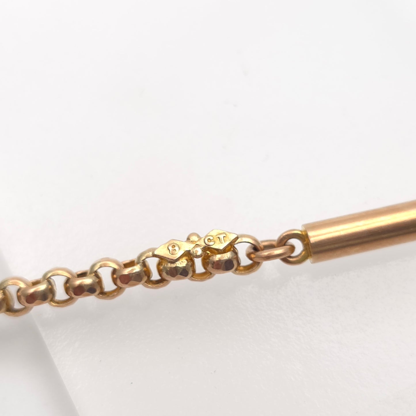 9ct Rose Gold Antique Belcher Chain With Box Clasp 17.75 Inch