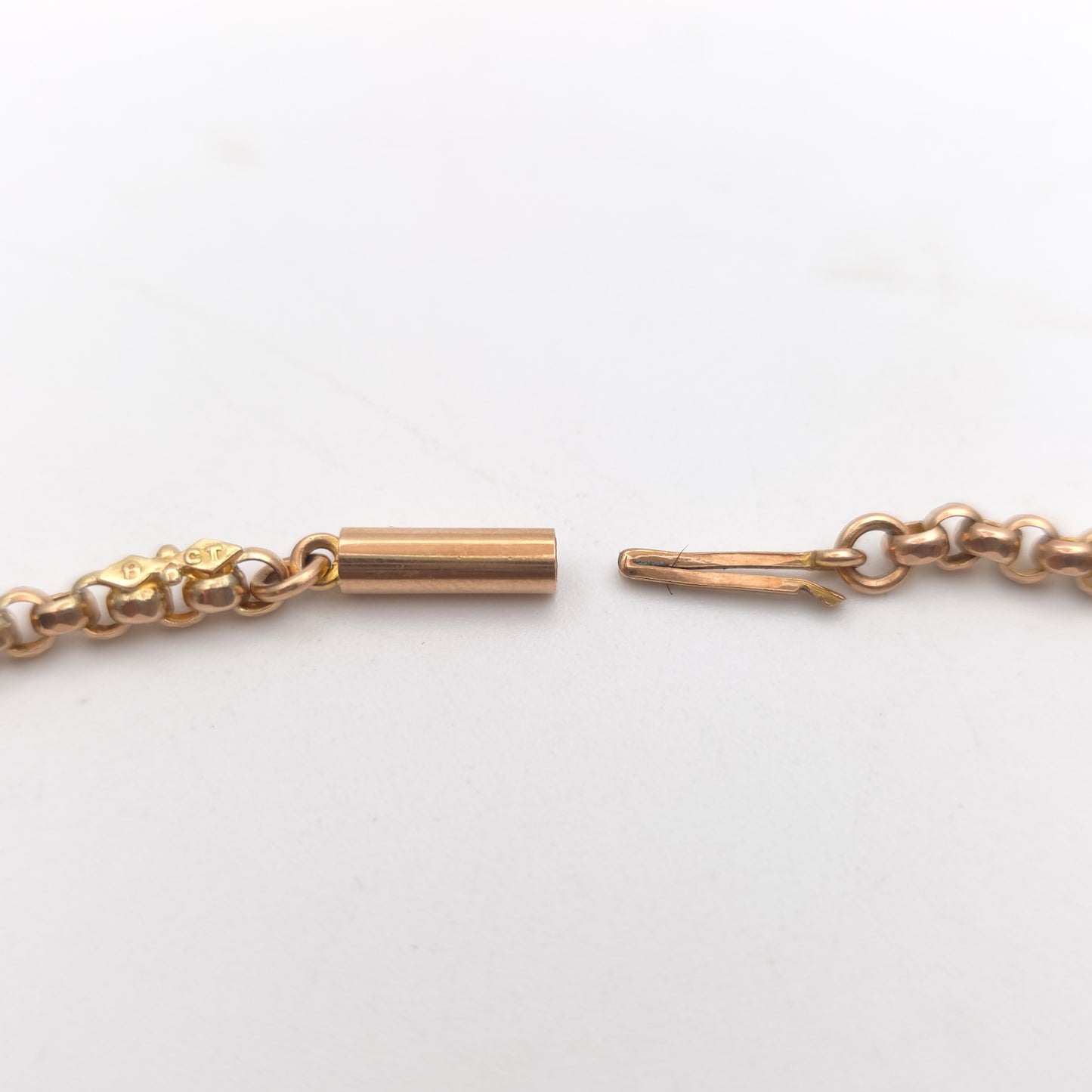 9ct Rose Gold Antique Belcher Chain With Box Clasp 17.75 Inch