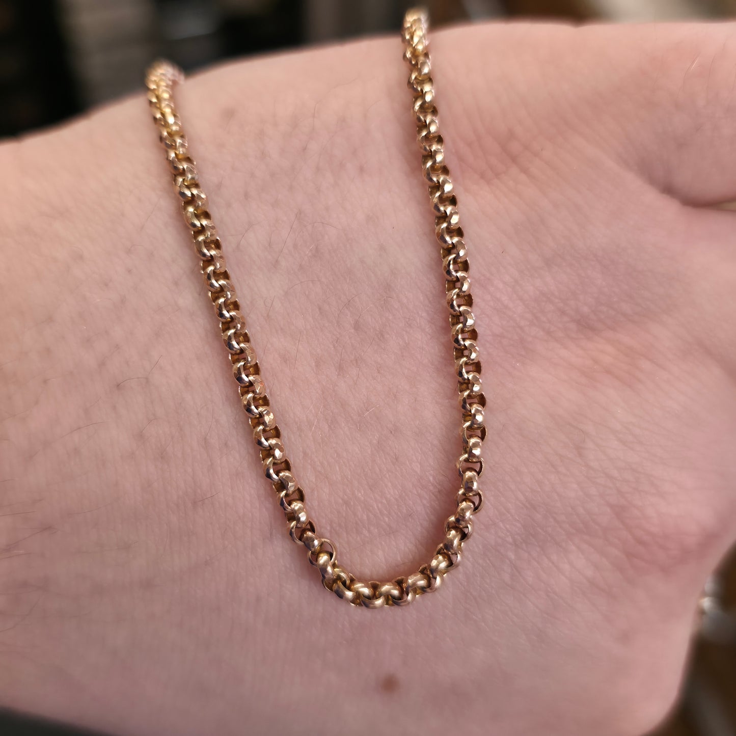 9ct Rose Gold Antique Belcher Chain With Box Clasp 17.75 Inch