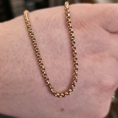 9ct Rose Gold Antique Belcher Chain With Box Clasp 17.75 Inch