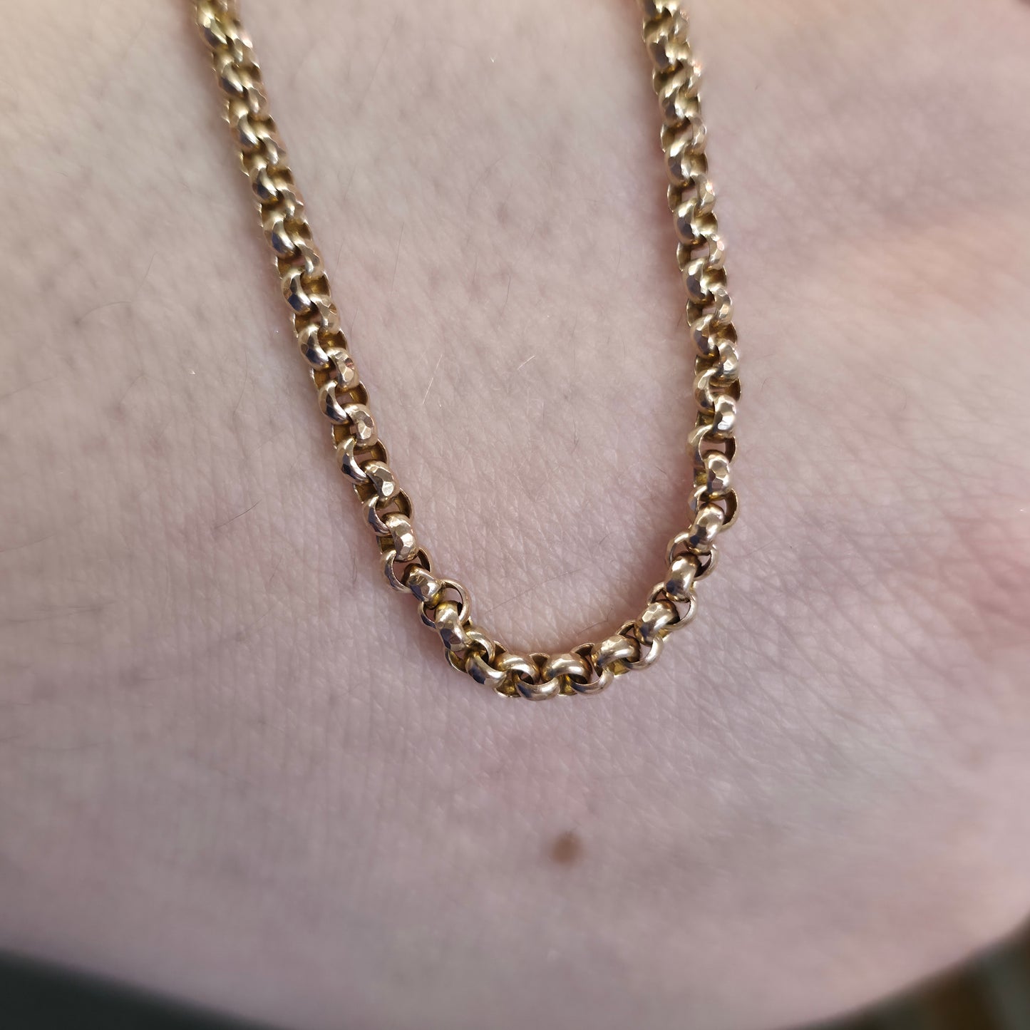 9ct Rose Gold Antique Belcher Chain With Box Clasp 17.75 Inch