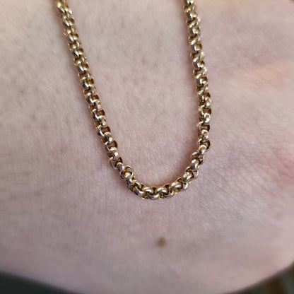 9ct Rose Gold Antique Belcher Chain With Box Clasp 17.75 Inch