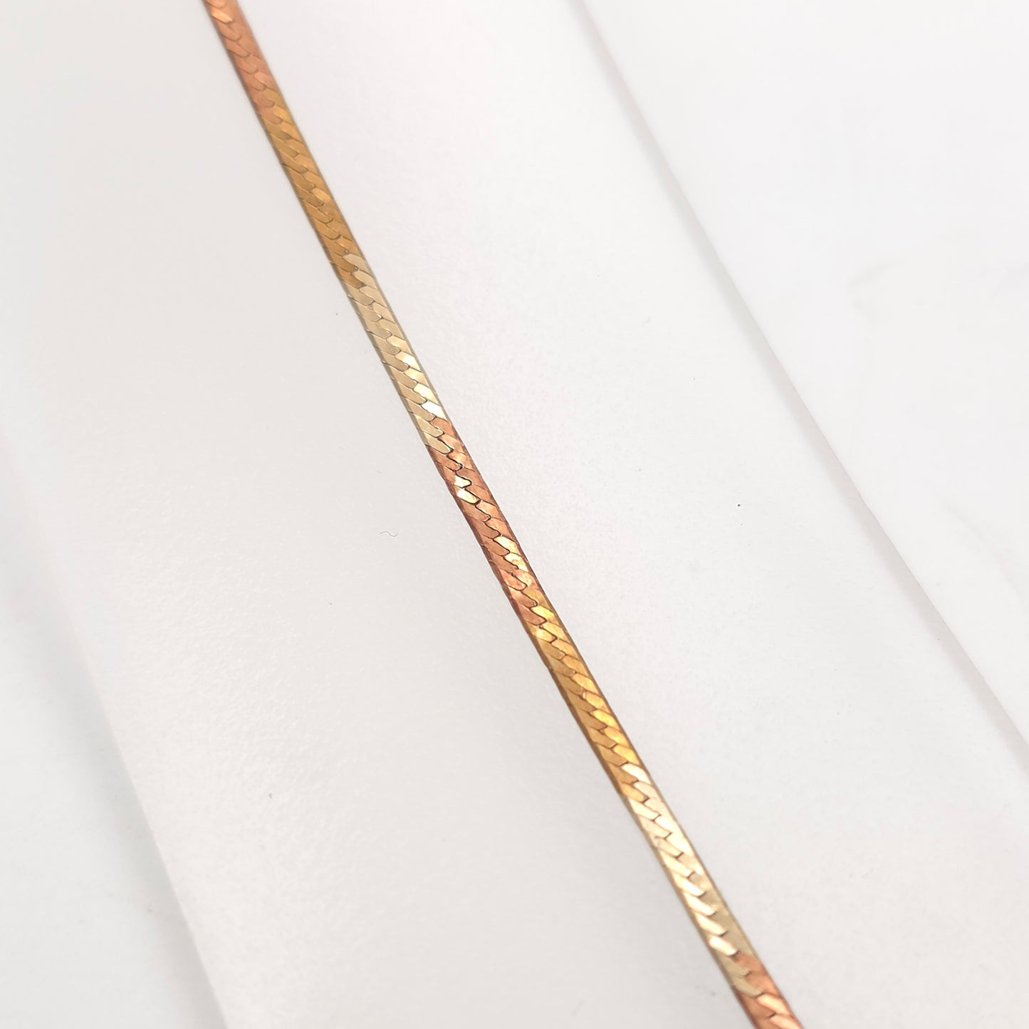 9ct Tri-colour Multi-tone Yellow, Rose And White Gold Flat Snake Link Bracelet