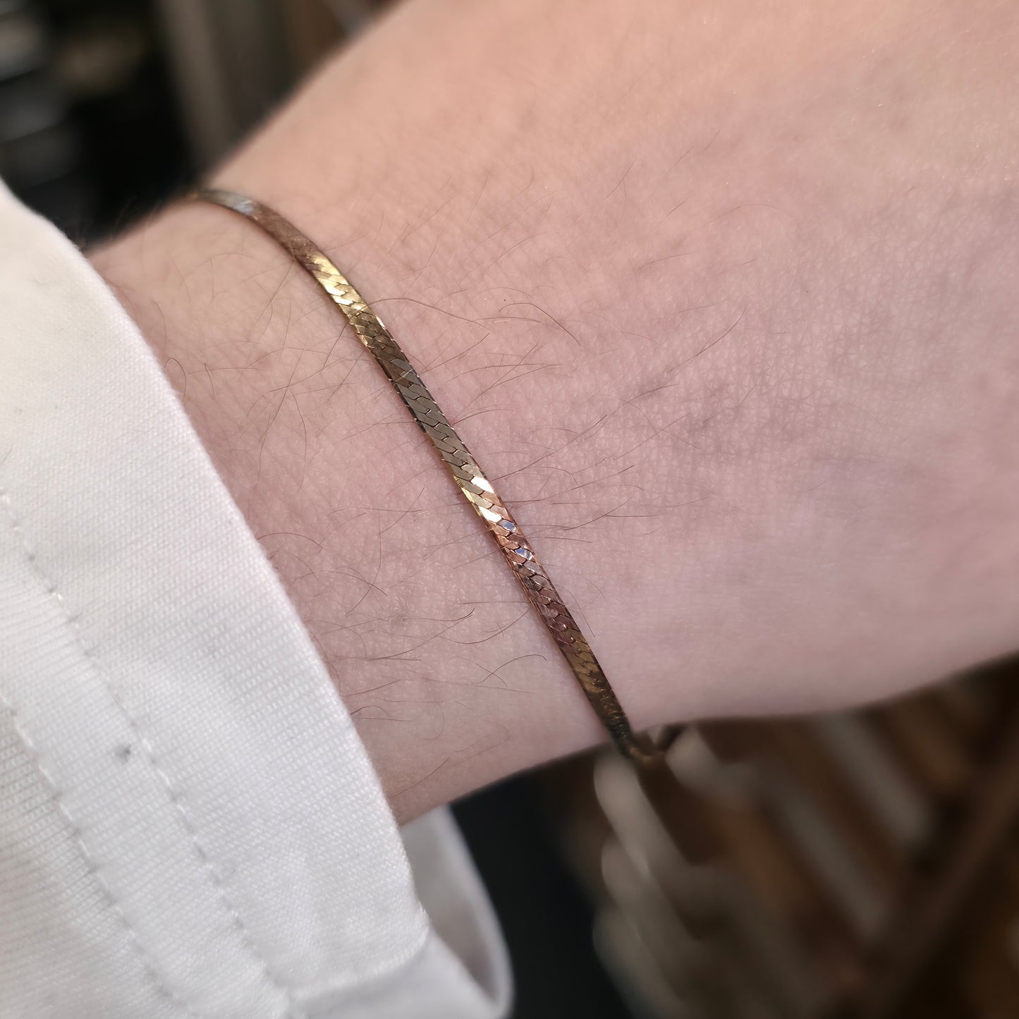 9ct Tri-colour Multi-tone Yellow, Rose And White Gold Flat Snake Link Bracelet