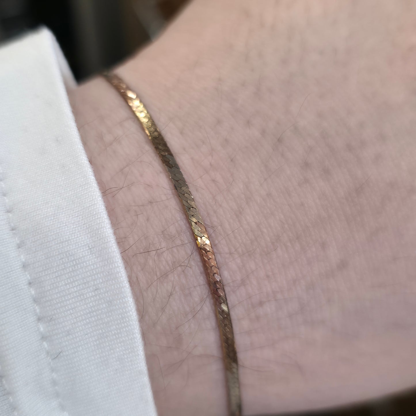 9ct Tri-colour Multi-tone Yellow, Rose And White Gold Flat Snake Link Bracelet