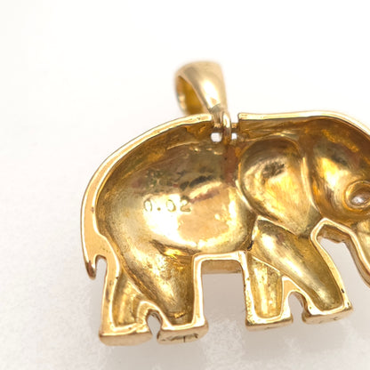 18ct Yellow Gold Vintage Diamond Set Elephant Pendant Piece