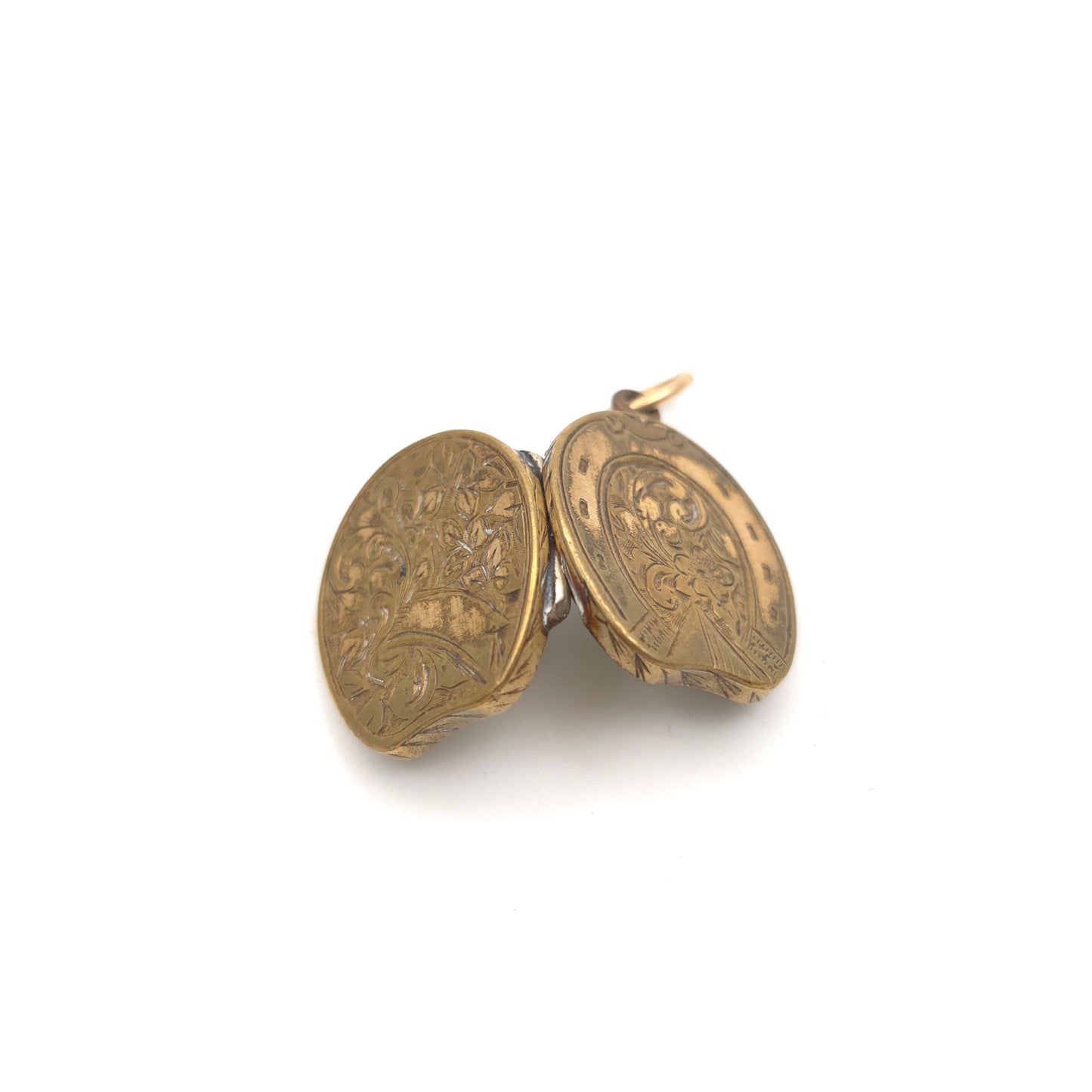 Antique Rolled Gold Horseshoe And Foliate Patterned Engraved Locket (AF)