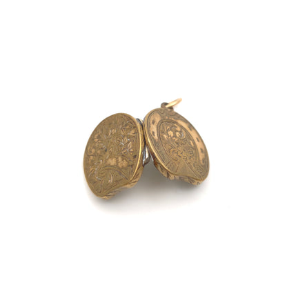 Antique Rolled Gold Horseshoe And Foliate Patterned Engraved Locket (AF)