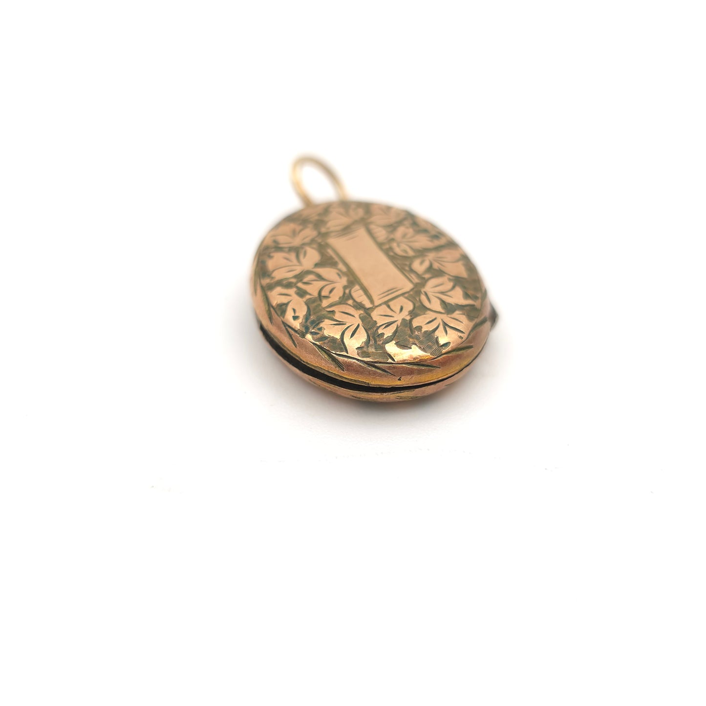 Antique Rolled Gold Floral Engraved Patterned Oval Shaped Locket (AF)