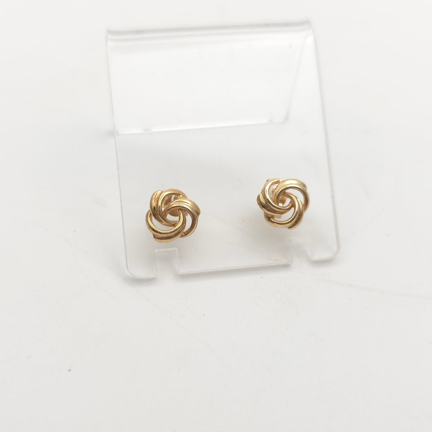 9ct Yellow Gold Lightweight Swirly Knot Style Stud Earrings