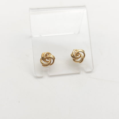 9ct Yellow Gold Lightweight Swirly Knot Style Stud Earrings