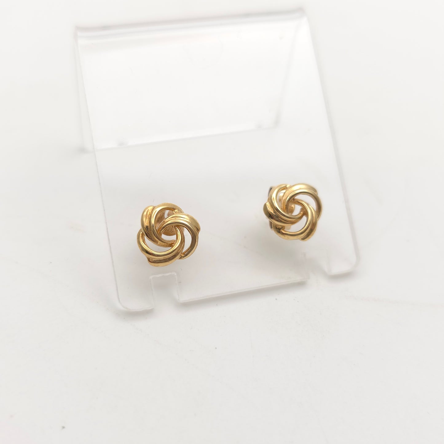 9ct Yellow Gold Lightweight Swirly Knot Style Stud Earrings