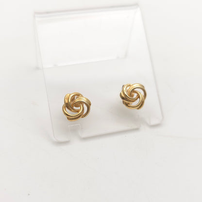 9ct Yellow Gold Lightweight Swirly Knot Style Stud Earrings