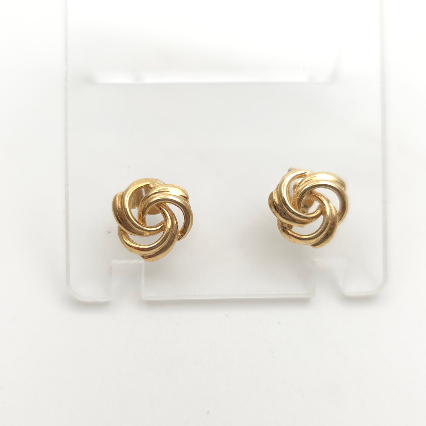 9ct Yellow Gold Lightweight Swirly Knot Style Stud Earrings