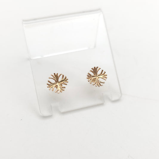 9ct Yellow Gold Vintage Starburst / Cross Stud Style Earrings