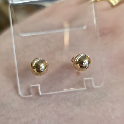 9ct Yellow Gold Traditional Classic 7mm Ball Stud Earrings