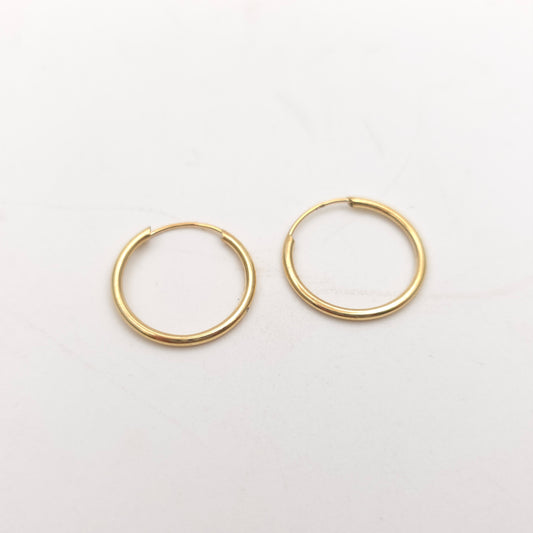 9ct Yellow Gold Vintage Hollow Plain Polished Sleeper Style Hoop Earrings