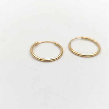 9ct Yellow Gold Vintage Hollow Plain Polished Sleeper Style Hoop Earrings