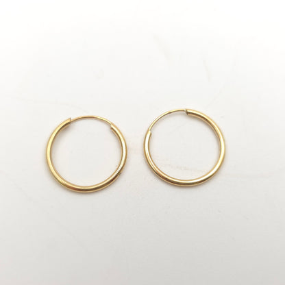 9ct Yellow Gold Vintage Hollow Plain Polished Sleeper Style Hoop Earrings