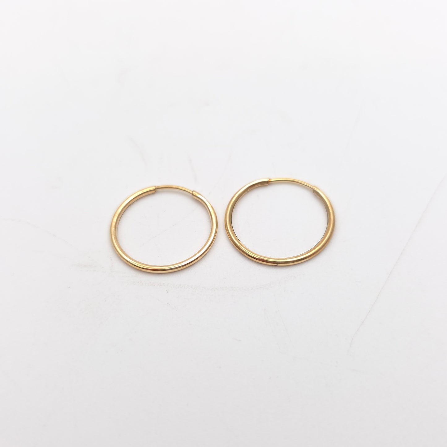 9ct Yellow Gold Traditional Patterned Ridged Sleeper Style Hoop Earrings