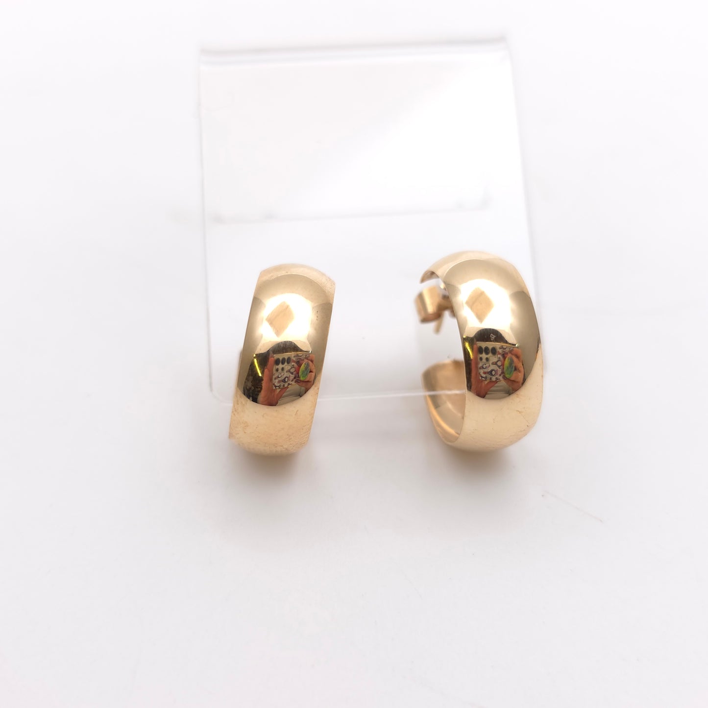 9ct Yellow Gold Plain Polished 3/4 Hoop Stud Fixture Earrings