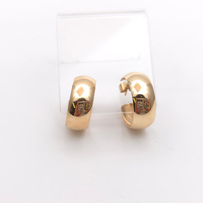 9ct Yellow Gold Plain Polished 3/4 Hoop Stud Fixture Earrings