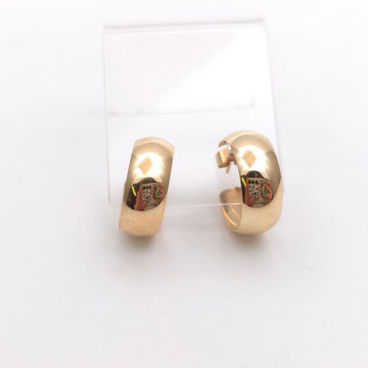 9ct Yellow Gold Plain Polished 3/4 Hoop Stud Fixture Earrings