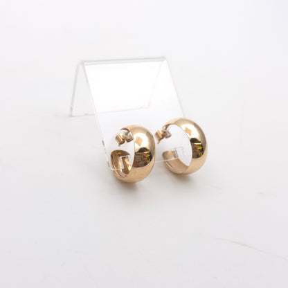 9ct Yellow Gold Plain Polished 3/4 Hoop Stud Fixture Earrings