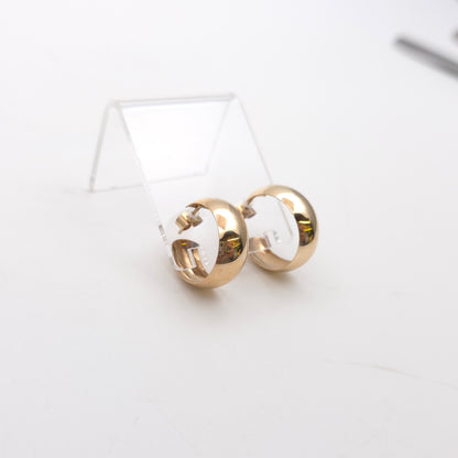 9ct Yellow Gold Plain Polished 3/4 Hoop Stud Fixture Earrings