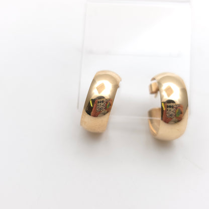 9ct Yellow Gold Plain Polished 3/4 Hoop Stud Fixture Earrings