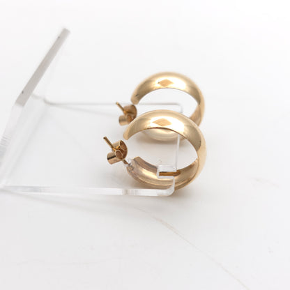 9ct Yellow Gold Plain Polished 3/4 Hoop Stud Fixture Earrings