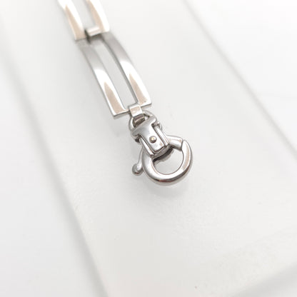 9ct White Gold Openwork Rectangular Link / Two Bar Gate Bracelet