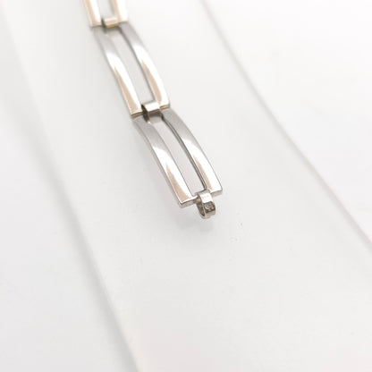 9ct White Gold Openwork Rectangular Link / Two Bar Gate Bracelet