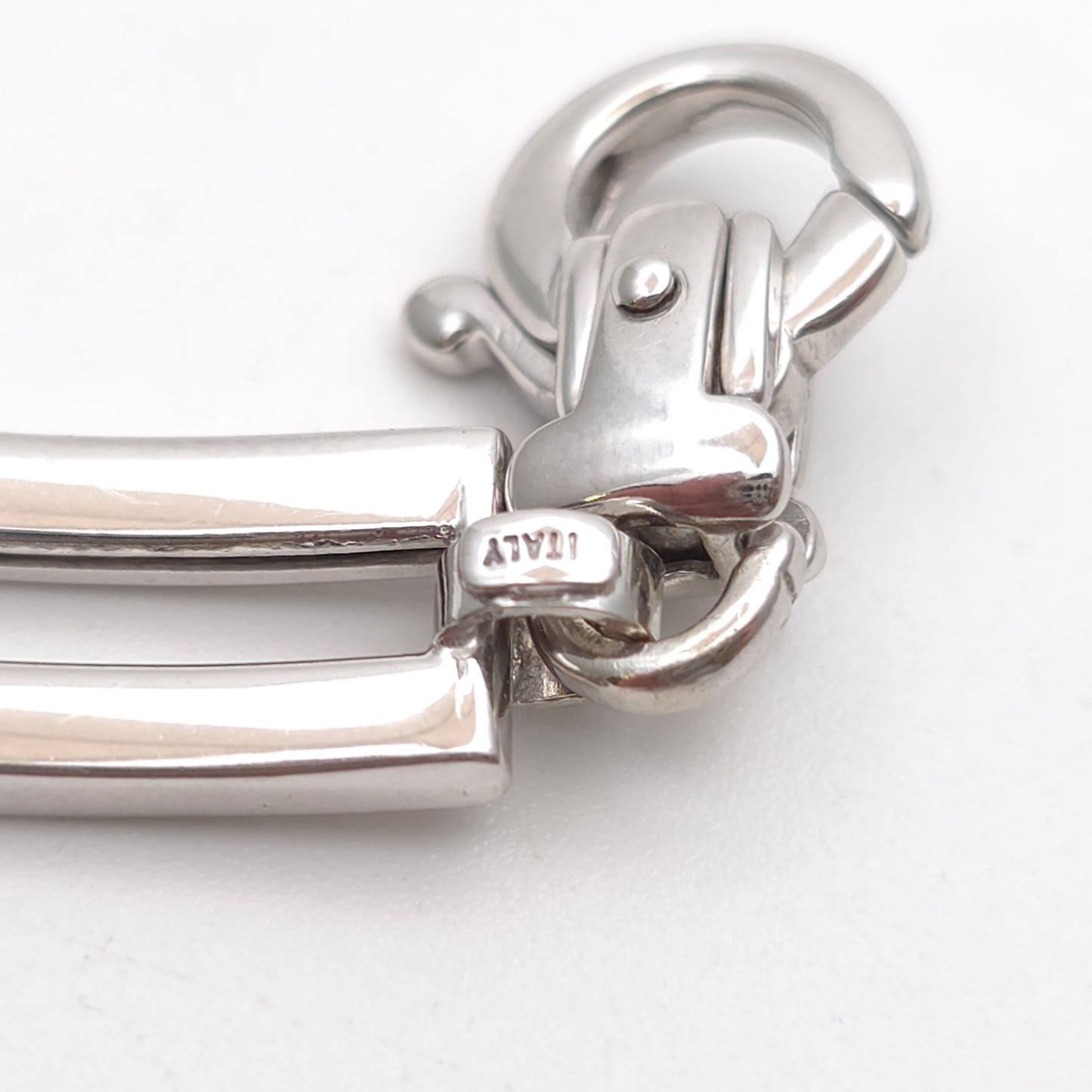 9ct White Gold Openwork Rectangular Link / Two Bar Gate Bracelet