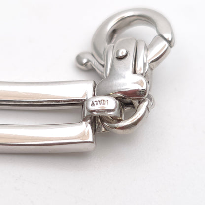 9ct White Gold Openwork Rectangular Link / Two Bar Gate Bracelet