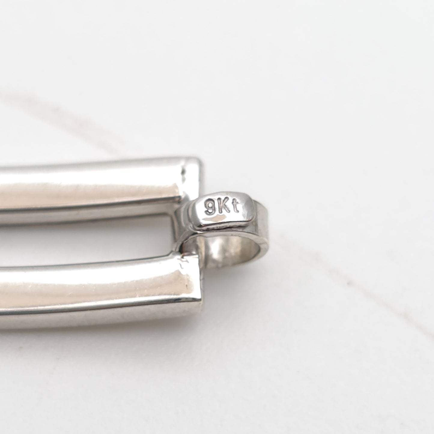 9ct White Gold Openwork Rectangular Link / Two Bar Gate Bracelet