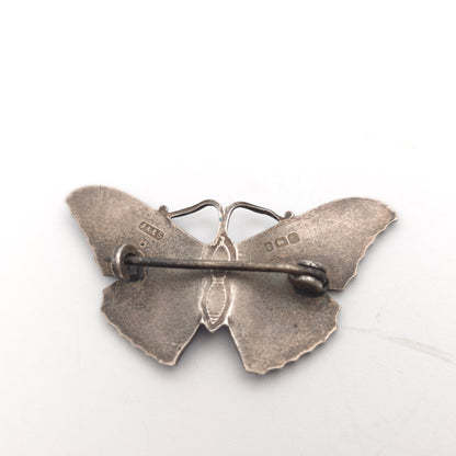 Sterling Silver Antique JA&S Blue, Red And Green Enamel Butterfly Brooch 1918