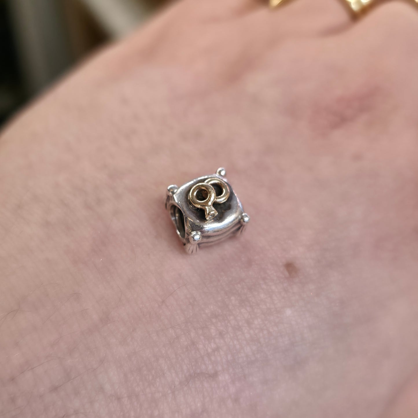 Pandora Romantic Union Wedding Rings On Cushion Bracelet Charm