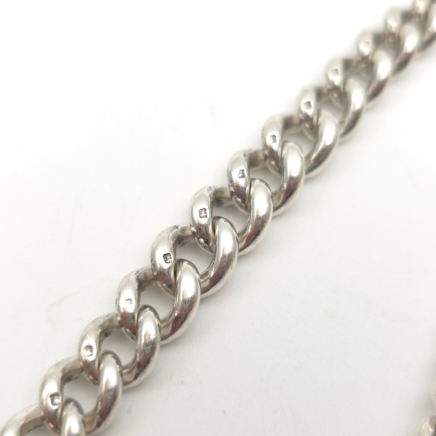 Sterling Silver Antique Albert Chain With T-Bar, Swivel Clasp And Shield Fob