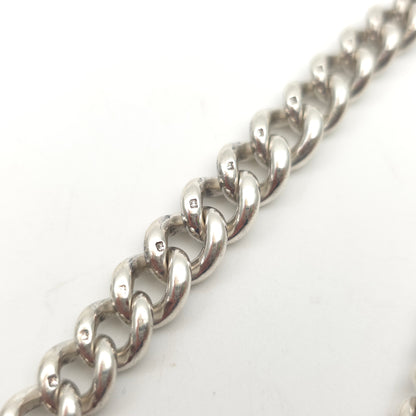 Sterling Silver Antique Albert Chain With T-Bar, Swivel Clasp And Shield Fob