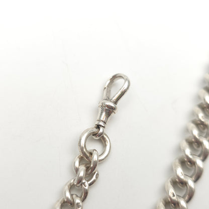Sterling Silver Antique Albert Chain With T-Bar, Swivel Clasp And Shield Fob