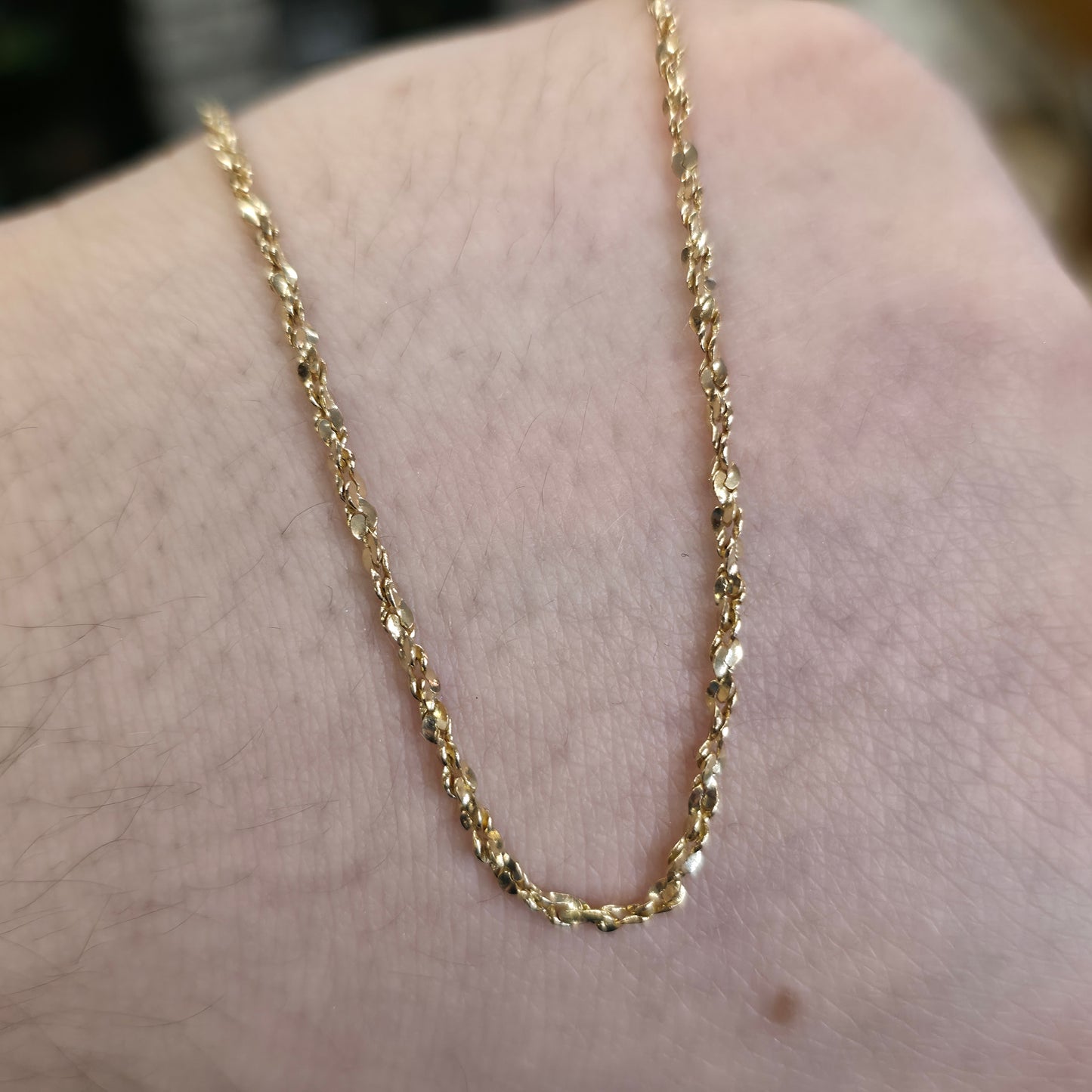 10ct Yellow Gold Unique Twisty 'S' Shaped Link Chain Necklace 18 Inch / 46cm